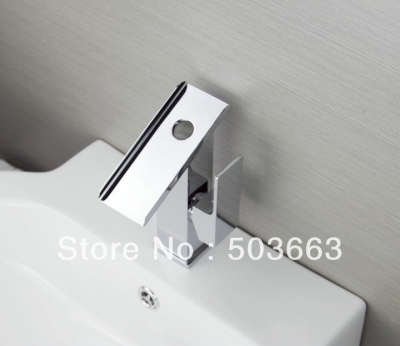 Luxury Chrome One Handle Deck Mounted Bathroom Basin Waterfall Faucet Mixer Taps Vanity Faucet L-6062