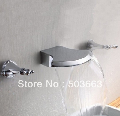 Luxury Wall Mounted Dual Handle Set Faucet Chrome Bathroom Mixer tap S-674