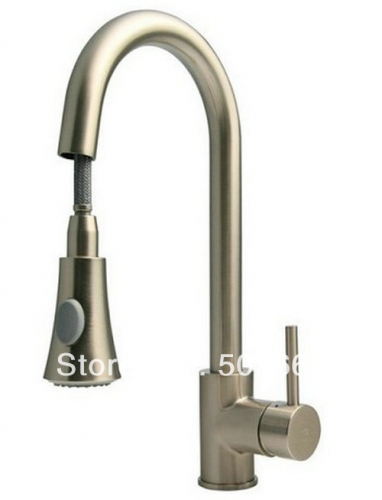 New Brushed Nickle Brass Kitchen Faucet Basin Sink Pull Out Spray Mixer Tap S-809