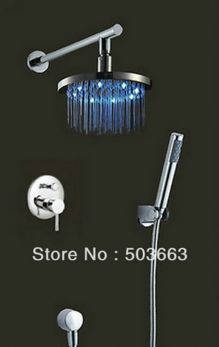 New Shower Faucet Luxury Chrome Rainfall Shower Head Arm Set Faucet With Handy Unit Tap S-537