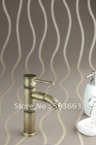 Short Bamboo Antique Brass Bathroom Faucet Kitchen Basin Sink Mixer Tap CM0131