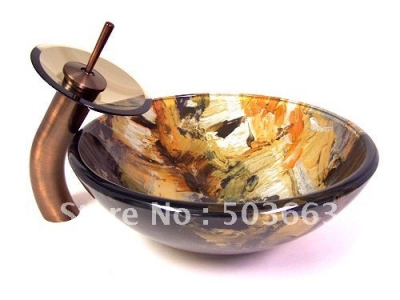 The watercolor art vessel sink Tempered Glass Sink & Faucet Set CM0094