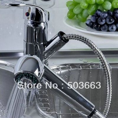 Wholesale New Single Handle Brass Kitchen Faucet Basin Sink Pull Out Long Hose 65CM Spray Mixer Tap S-822