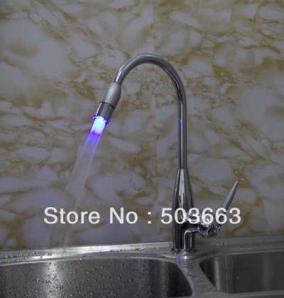 Wholesale New Single Hole LED Mixer Chrome Faucet Tap Bathroom Sink Basin S-684