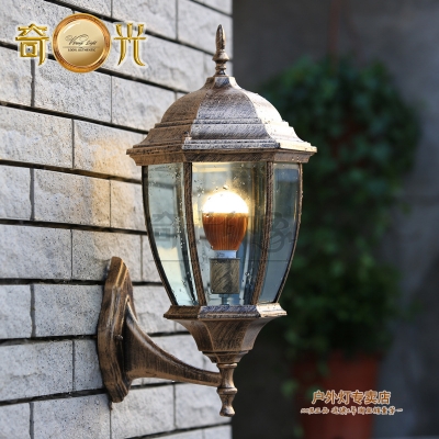 aluminum+glass e27 led bulb wall lamps european for garden lights hexagonal wall sconces waterproof outdoor balcony lights