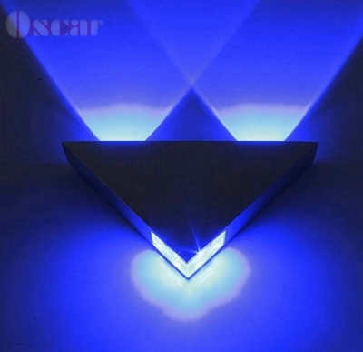 aluminum modern wall sconce triangle designed 3w blue light led wall light decoration home lighting ac85-265v wall mounted lamp