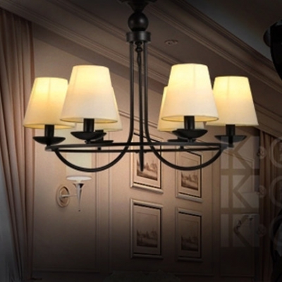 classical fabric lampshade chandelier lighting black iron chain candle chandelier e14 bulb 4/6 arms chandelier light fixture
