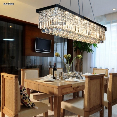 diy modern luxury crystal chandelier led light fixture lamp square shape lutre de lighting for dining room foyer light fitment