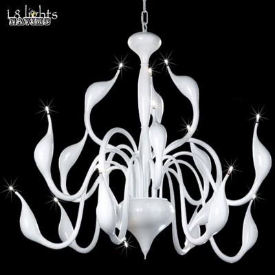 modern 18 lights swan led pendant lights fixture for restaurant chinese hanging lamp for dining room