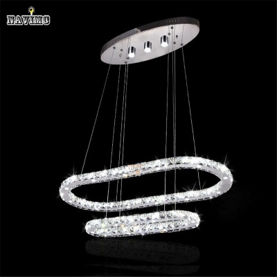 new art deco annular led k9 lustre crystal chandelier light fixture creative oval ring shape dining room home decoration lamp