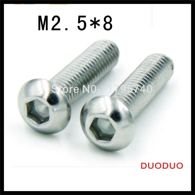 1000pcs iso7380 m2.5 x 8 a2 stainless steel screw hexagon hex socket button head screws