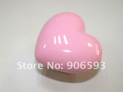 100pcs lot free shipping Pink porcelain love heart cartoon cabinet knob\\porcelain handle\\porcelain knob [Porcelain cartoon furniture knob]