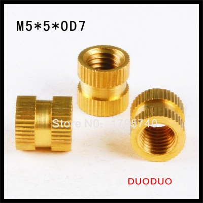 100pcs m5 x 5mm x od 7mm injection molding brass knurled thread inserts nuts