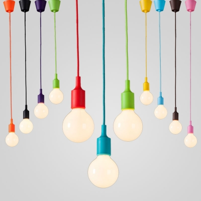 10pcs diy personality e27 led lamp 13 colorful silicone pendant light holder with 100cm cord ceiling base for decor lighting [loft-lights-7464]