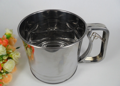 1P Stainless steel ultra thick layer three cup Flour Sifters Colanders Strainers FREE SHIPPING