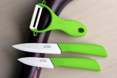 3" 4" inch Green Handle Paring Fruit ?Kitchen Ceramic Knife Sets + Peeler ,Free Shipping