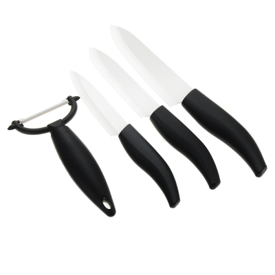 4" / 5" / 6" Ceramic Kitchen Knife + Peeler Set - Black
