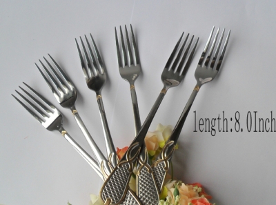 6pcs 8inch ?Stainless Steel Steak salad fork Long Handle Spoon Flatware Piece Dinner FREE SHIPPING