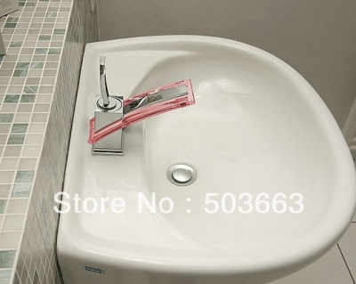 Free shipping new style brass chrome waterfall glass basin mixer tap faucets b8227