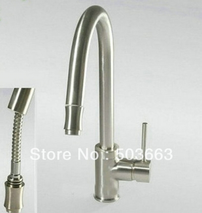 New 16" Brushed Nickle Single Handle Brass Kitchen Faucet Basin Sink Spray Mixer Tap S-813