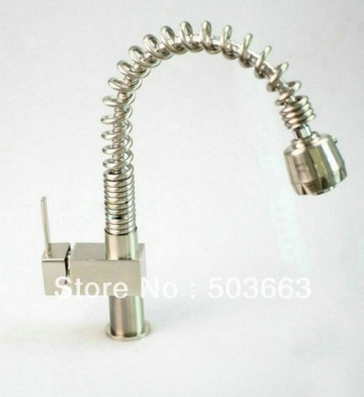 New Single Handle Brushed Nickle Brass Kitchen Faucet Basin Sink Swivel Jets Spray Single Handle Mixer Tap S-802