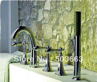 Promotions 5 Pcs Set Bathroom Basin Sink Waterfall Faucet Mixer Tap Vanity Faucet Chrome Crane S-095