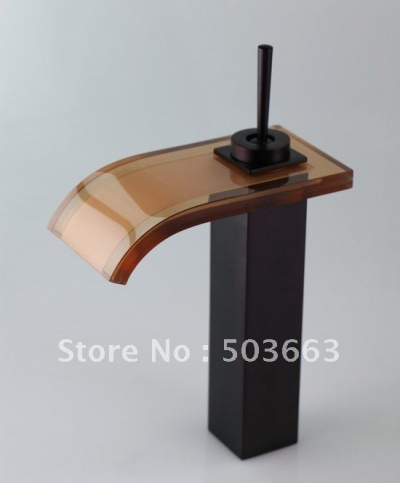 Swivel Handle Waterfall Glass Kitchen Faucet Oil Rubbed Black bronze Bathroom Basin Sink Mixer Tap CM0296