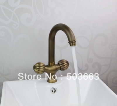 Wholesale New Double Handle Bathroom Basin Sink Faucet Mixer Tap Antique Brass Crane S-151