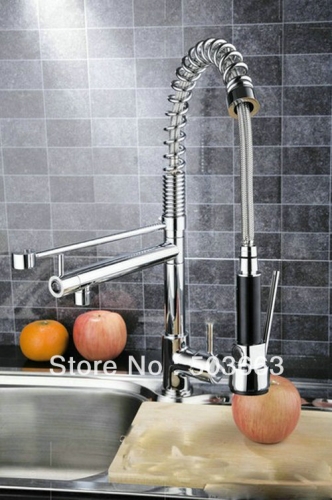 Wholesale New Single Handle Swivel Chrome Kitchen Brass Faucet Basin Sink Pull Out Spray Mixer Tap S-730