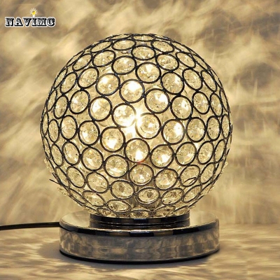 dimmer modern k9 crystal table lamp bedside living room office lampshade decoration lighting e27 110-240v