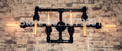 e27 edison 6 heads water pipe wall lamp vintage aisle lights bar restaurant rh loft iron industrial pipes wall light