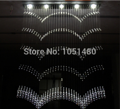 selling rectangular crystal pendant chandelier curtain wave light, modern home lighting