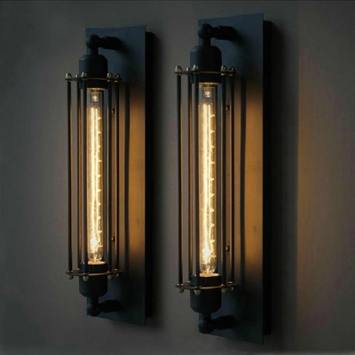 vintage country wall lamps 1 light edison bulb e27 e26 black painting wall sconces for bed room loft light