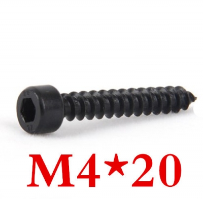 100pcs/lot m4*20 hex socket head self tapping screw grade 10.9 alloy steel with black [screw-109]