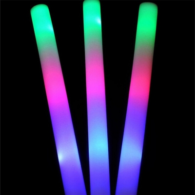 100pcs/lot multi color glow stick 3 modes led light foam stick ,colors changing glow foam stick for most festival