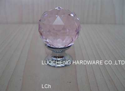 10PCS/LOT FREE SHIPPING 30MM PINK CRYSTAL KNOB WITH CHROME ZINC BASE [Crystal Cabinet Knobs 173|]