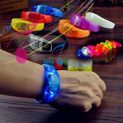 10pcs voice control led bracelet sound activated flashing wristband for night pub bar disco party activity halloween