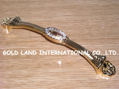 128mm Free shiping golden color crystal zinc alloy bedroom furniture handle