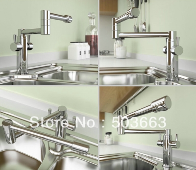 2 Handle Solid Brass Surface Chrome Finish Kitchen Swivel Faucet Mixer Taps Vanity Brass Faucet L-9011