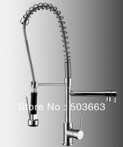 30" Pull Up and Down Spray Swivel Chrome Kitchen Brass Faucet Basin Sink Pull Out Spray Mixer Tap S-745