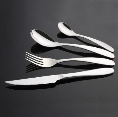4pcs Stainless Steel 18/10 Cutlery Set 8" Dinner Fork&Spoon+9.5" Steak Knife+6" Tea Spoon High Quality [Kitchenware 76|]