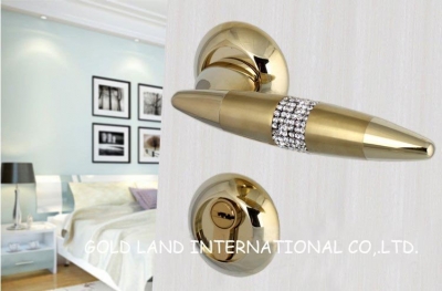 72mm Free shipping 2pcs handles with lock body+keys crystal glass gate lock/luxurious bedroom door lock
