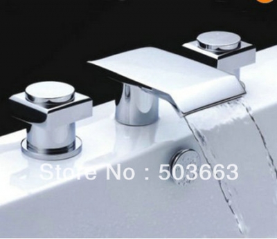 Bathroom Chrome Finish Waterfall Bathtub Basin Sink Mixer Tap Basin Faucet Set Vanity Faucet L-1556