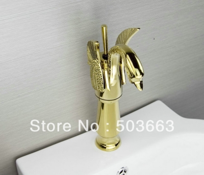 Brand New Wholesale 2013 New Design 1 Handle Golden Finish Mixer Tap Bathroom Basin Sink Faucet Vanity Faucets H-005