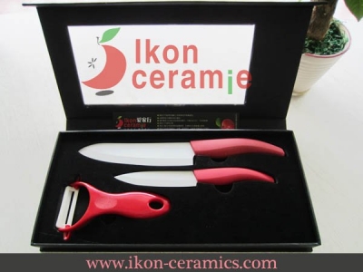 China Knives - 3pcs/Ceramic Knife Set,4"/6"/peeler IKON Ceramic Knife.(AJ-P3SW-AR)