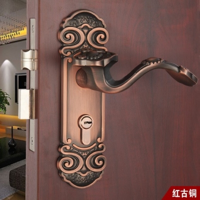 Chinese antique LOCK Red bronze ?Door lock handle ?Double latch (latch + square tongue) Free Shipping(3 pcs/lot) pb12 [DOOR LOCK-Red bronze 122|]