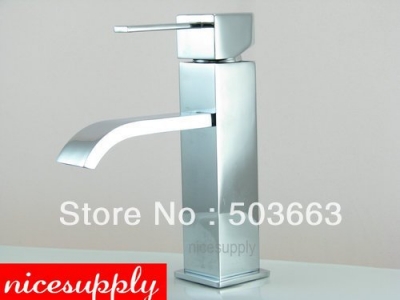New Bathroom Deck Mount Single Hole Chrome Faucet Waterfall Mixer Tap Vanity Faucet L-5610