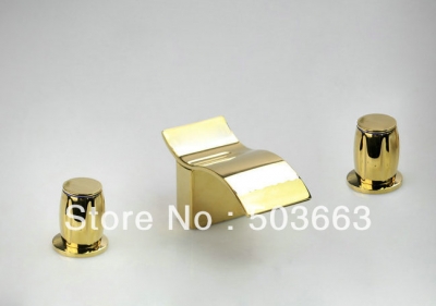 Perfect Bathroom Basin Sink Spout Mixer Tap 3 PCS Golden Polished Brass Faucet Set A-004