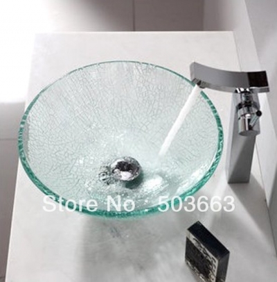 Polished Chrome Glass Sink Faucet Lavatory Basin Mixer Tap CM0051