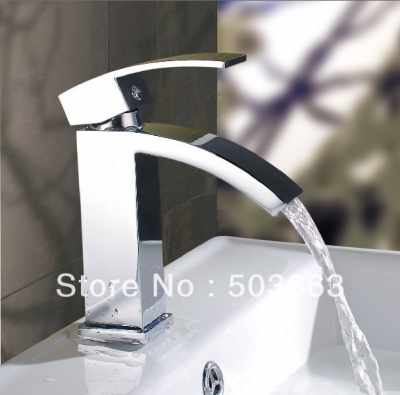 Sprinkle Waterfall Basin Faucet Mixer Tap Bathroom Sink Faucet Chrome Finish L-0173